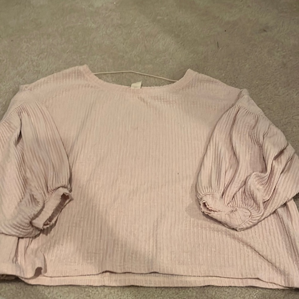 Free people waffle knit balloon sleeve sweater